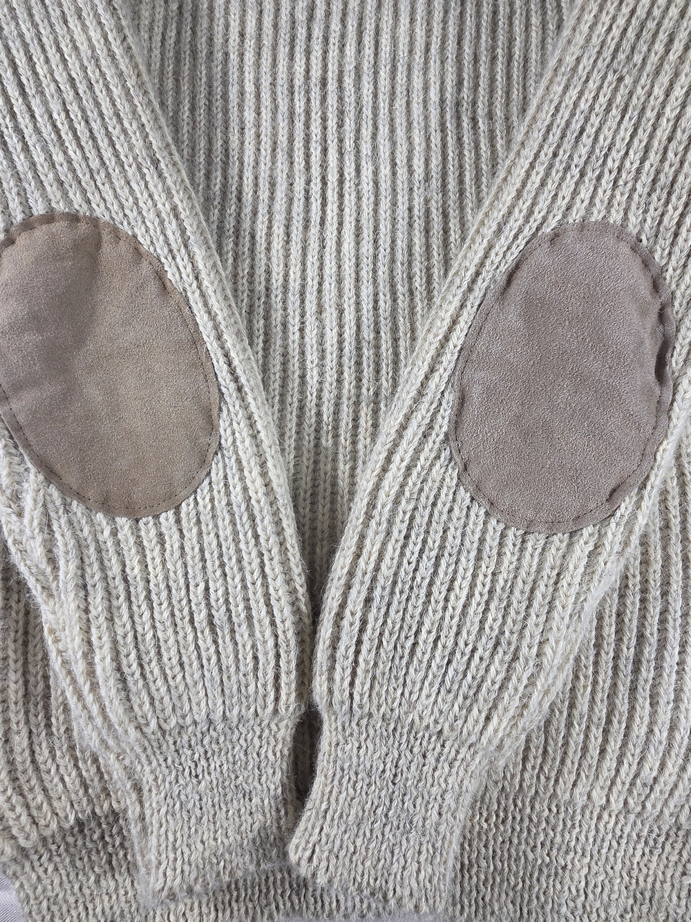 Vintage Maban of Scotland Chunky Fisherman Sweater Suede Elbow Patch Size 18 - Picture 4 of 8